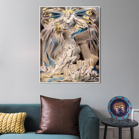 INVIN ART Framed Canvas Giclee Print Art Series#012 by William Blake Wall Art Living Room Home Office Decorations