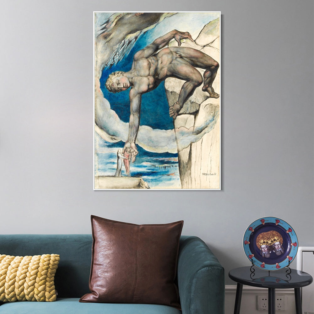 INVIN ART Framed Canvas Giclee Print Art Last Circle of Hell by William Blake Wall Art