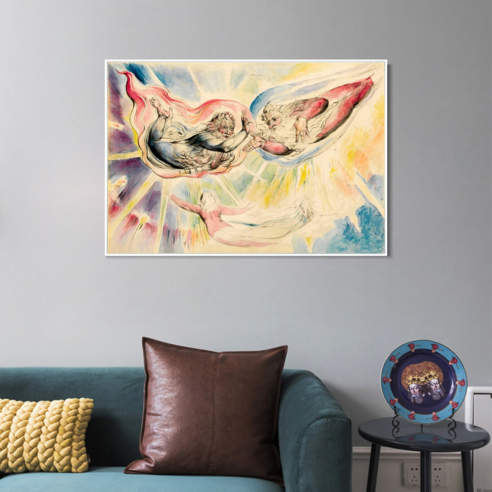 INVIN ART Framed Canvas Giclee Print Art St Peter and St James with Dante and Beatrice by William Blake Wall Art