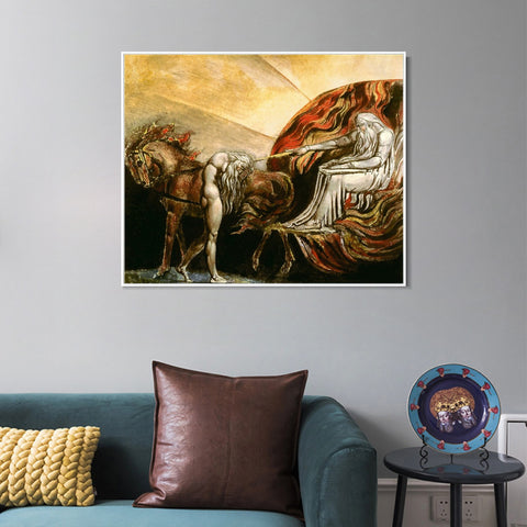 INVIN ART Framed Canvas Giclee Print Art Series#025 by William Blake Wall Art Living Room Home Office Decorations