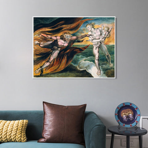 INVIN ART Framed Canvas Giclee Print Art Series#026 by William Blake Wall Art Living Room Home Office Decorations