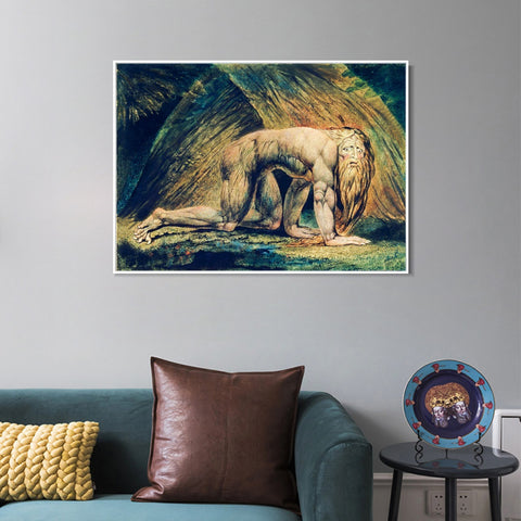 INVIN ART Framed Canvas Giclee Print Art NEBUCHADNEZZAR by William Blake Wall Art Living Room Home Office Decorations