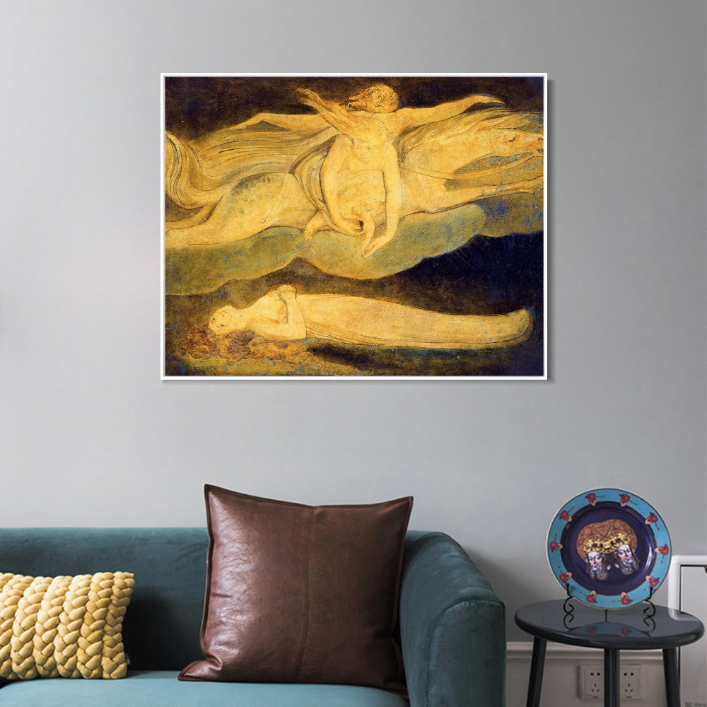 INVIN ART Framed Canvas Giclee Print Art Illustration to Dante's Divine Comedy#2 by William Blake Wall Art