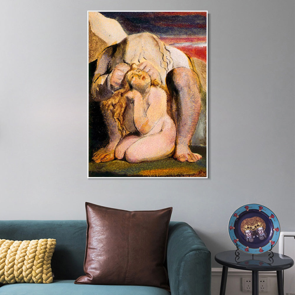 INVIN ART Framed Canvas Giclee Print Art Series#038 by William Blake Wall Art Living Room Home Office Decorations
