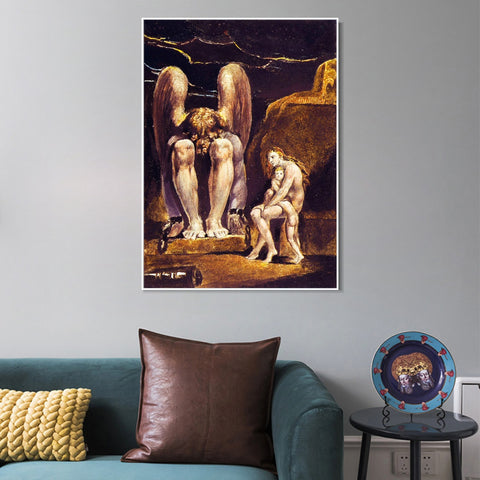 INVIN ART Framed Canvas Giclee Print Art Series#039 by William Blake Wall Art Living Room Home Office Decorations
