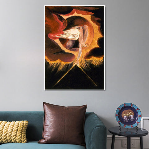 INVIN ART Framed Canvas Giclee Print Art the omnipotent#2 by William Blake Wall Art Living Room Home Office Decorations