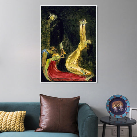 INVIN ART Framed Canvas Giclee Print Art Series#045 by William Blake Wall Art Living Room Home Office Decorations