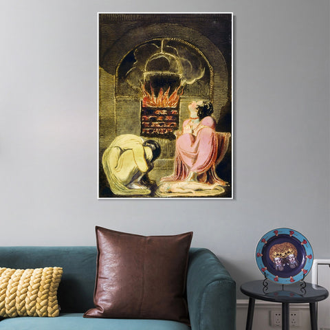 INVIN ART Framed Canvas Giclee Print Art Series#047 by William Blake Wall Art Living Room Home Office Decorations