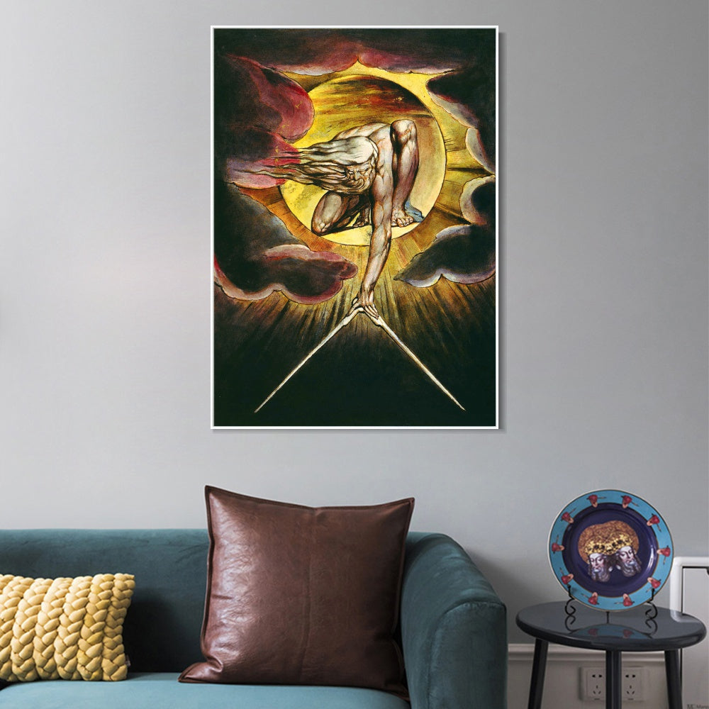 INVIN ART Framed Canvas Giclee Print Art the omnipotent by William Blake Wall Art