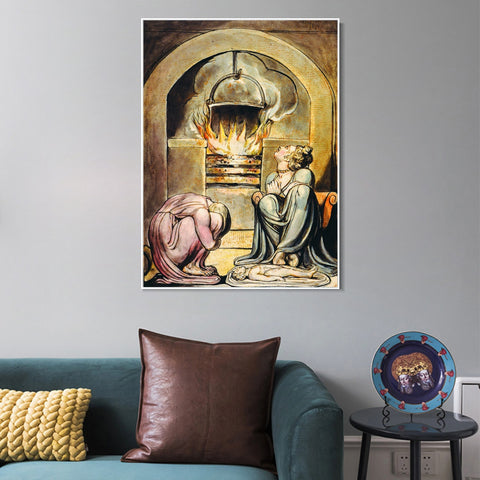 INVIN ART Framed Canvas Giclee Print Art Series#051 by William Blake Wall Art Living Room Home Office Decorations