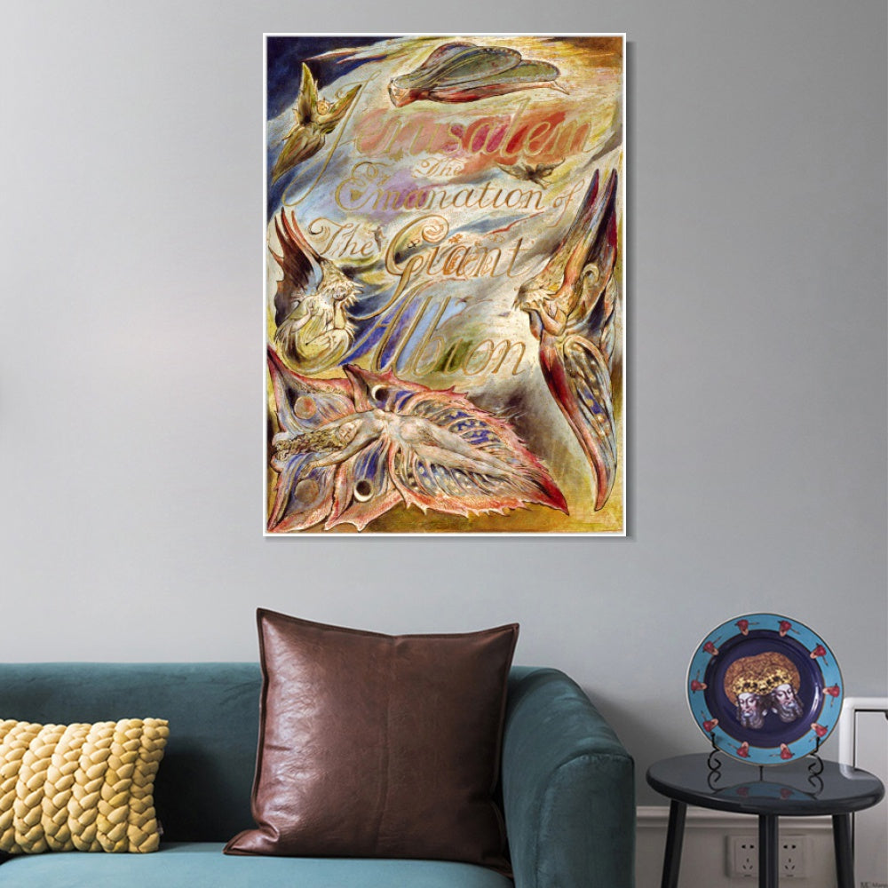 INVIN ART Framed Canvas Giclee Print Art Jerusalem by William Blake Wall Art