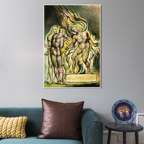 INVIN ART Framed Canvas Giclee Print Art Series#059 by William Blake Wall Art Living Room Home Office Decorations
