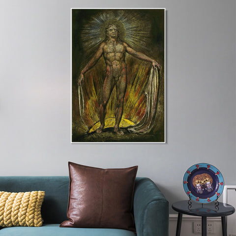 INVIN ART Framed Canvas Giclee Print Art Series#060 by William Blake Wall Art Living Room Home Office Decorations