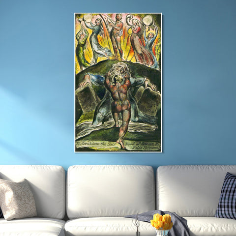 INVIN ART Framed Canvas Giclee Print Art Series#061 by William Blake Wall Art Living Room Home Office Decorations