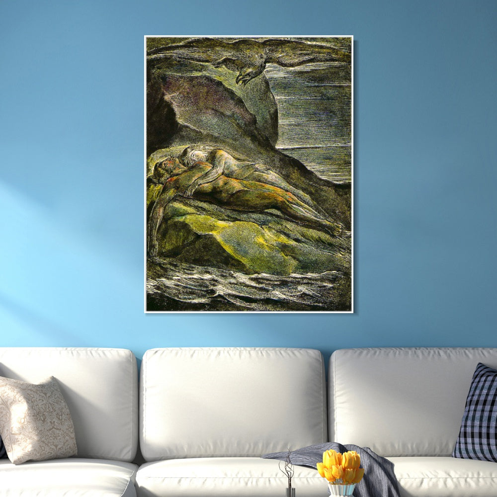 INVIN ART Framed Canvas Giclee Print Art Series#063 by William Blake Wall Art