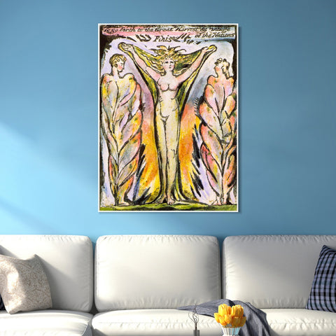 INVIN ART Framed Canvas Giclee Print Art Series#066 by William Blake Wall Art Living Room Home Office Decorations
