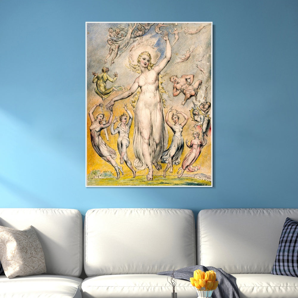 INVIN ART Framed Canvas Giclee Print Art Series#067 by William Blake Wall Art
