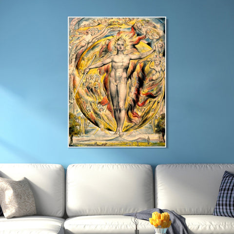INVIN ART Framed Canvas Giclee Print Art The Sun at His Eastern Gate by William Blake Wall Art Living Room Home Office Decorations