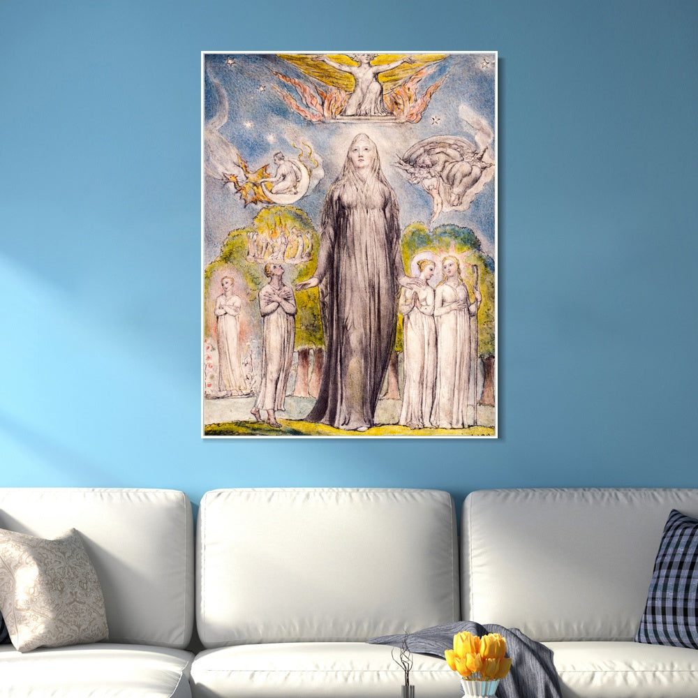 INVIN ART Framed Canvas Giclee Print Art Melancholy by William Blake Wall Art