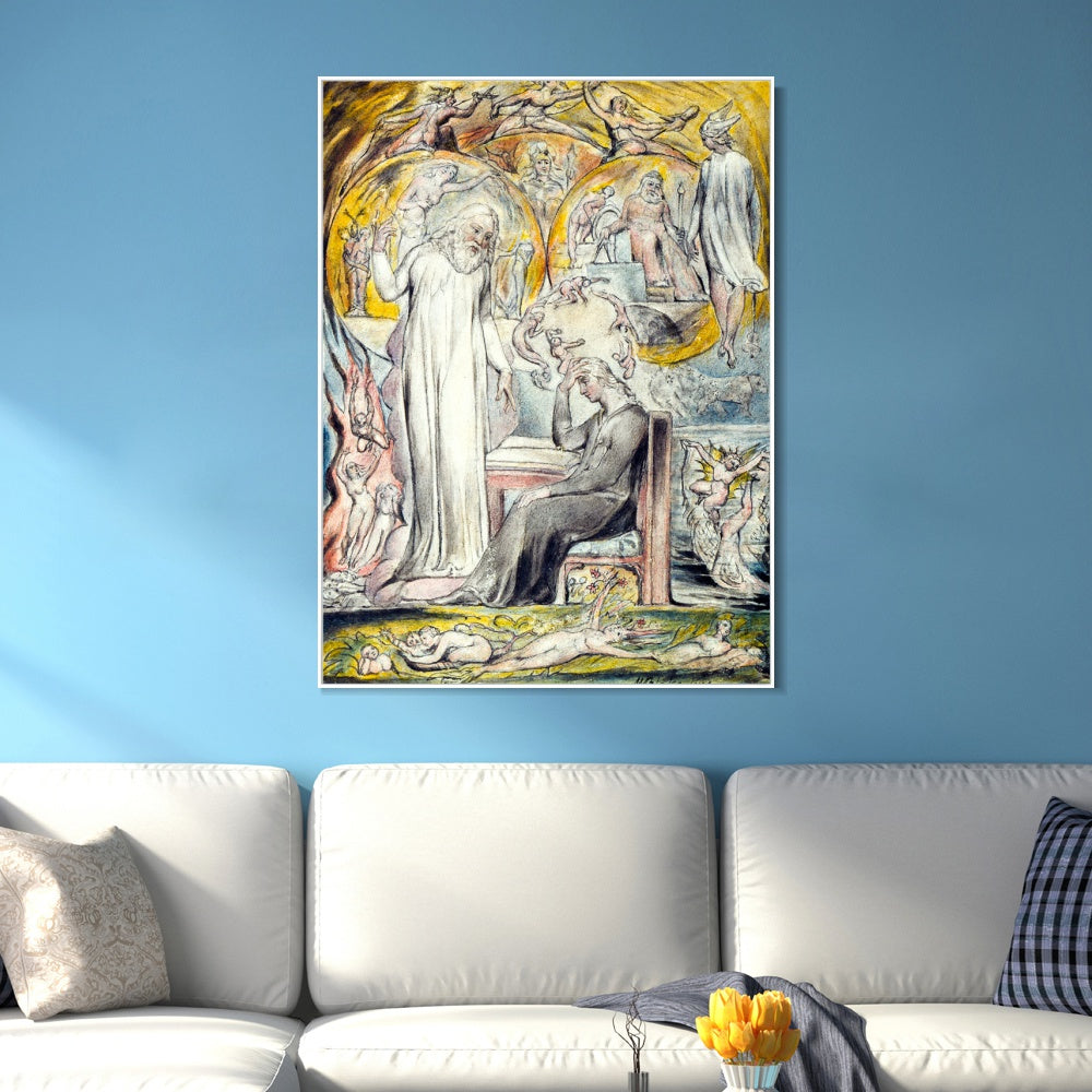 INVIN ART Framed Canvas Giclee Print Art The Spirit of Plato by William Blake Wall Art