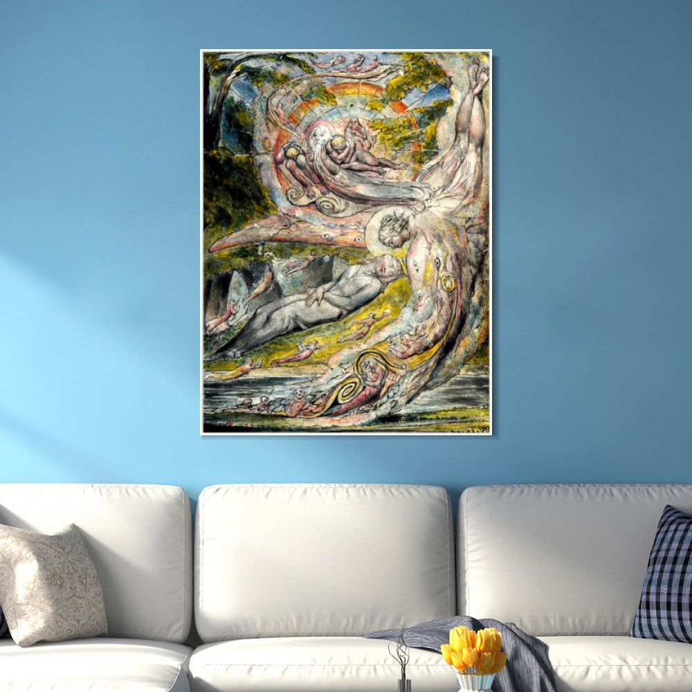 INVIN ART Framed Canvas Giclee Print Art Milton's Mysterious Dream by William Blake Wall Art