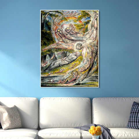 INVIN ART Framed Canvas Giclee Print Art Milton's Mysterious Dream by William Blake Wall Art Living Room Home Office Decorations