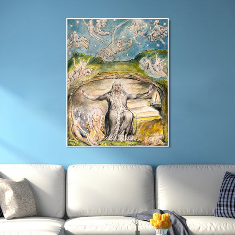 INVIN ART Framed Canvas Giclee Print Art Illustration to Milton's L'Allegro and Il Penseroso by William Blake Wall Art Living Room Home Office Decorations