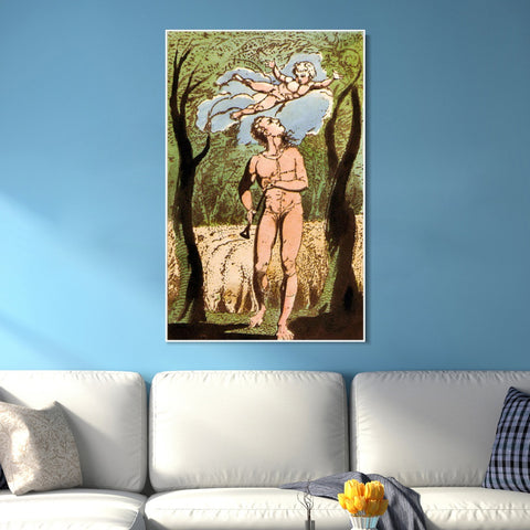 INVIN ART Framed Canvas Giclee Print Art Series#077 by William Blake Wall Art Living Room Home Office Decorations