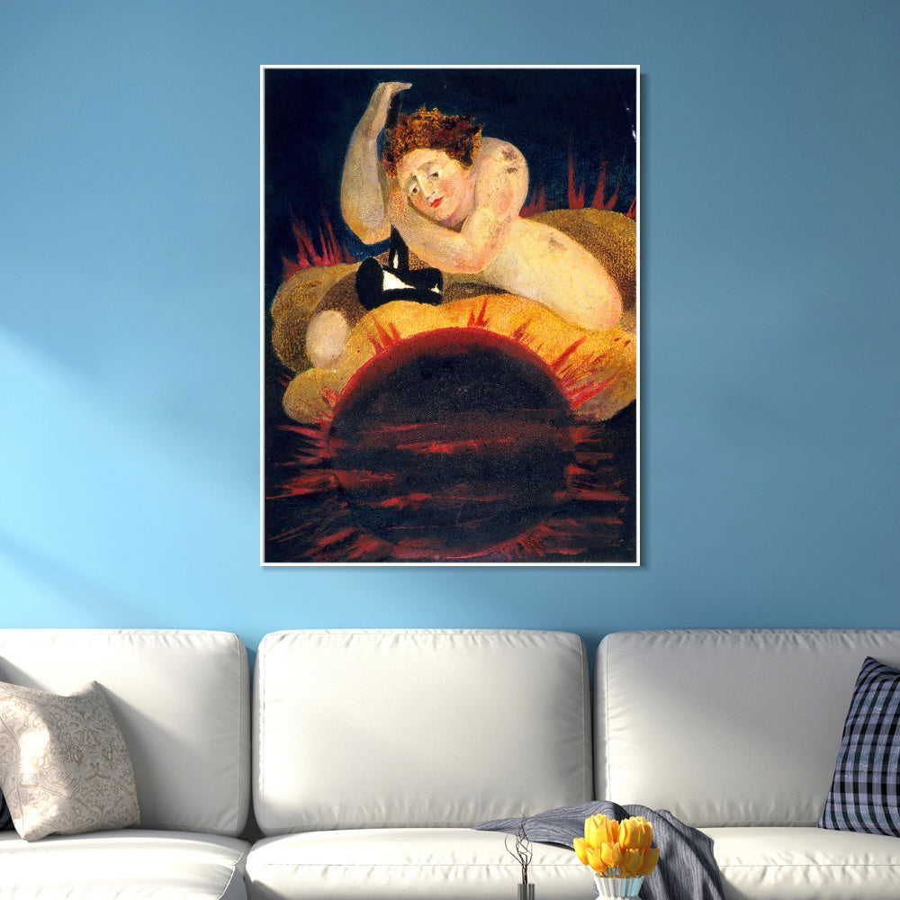 INVIN ART Framed Canvas Giclee Print Art Series#080 by William Blake Wall Art