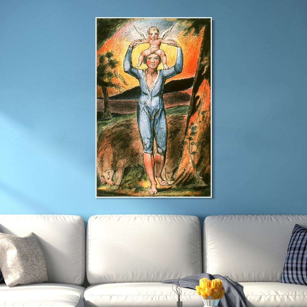 INVIN ART Framed Canvas Giclee Print Art Songs of Innocence and of Experience#3 by William Blake Wall Art