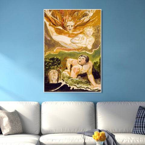 INVIN ART Framed Canvas Giclee Print Art Series#091 by William Blake Wall Art Living Room Home Office Decorations