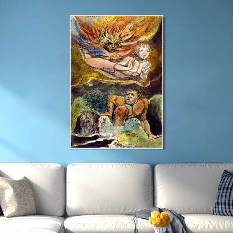 INVIN ART Framed Canvas Giclee Print Art Series#100 by William Blake Wall Art Living Room Home Office Decorations