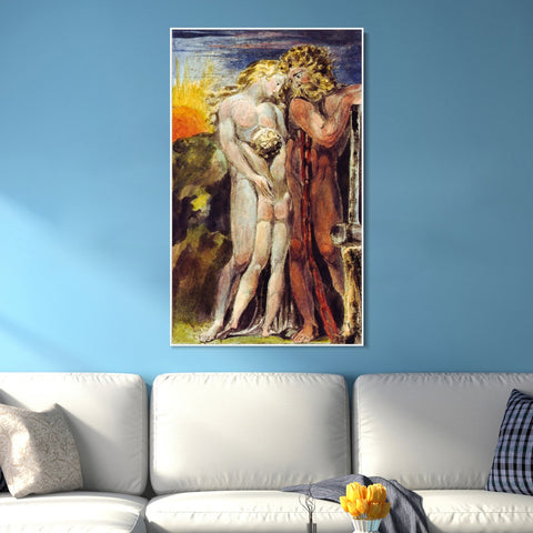 INVIN ART Framed Canvas Giclee Print Art Series#101 by William Blake Wall Art Living Room Home Office Decorations