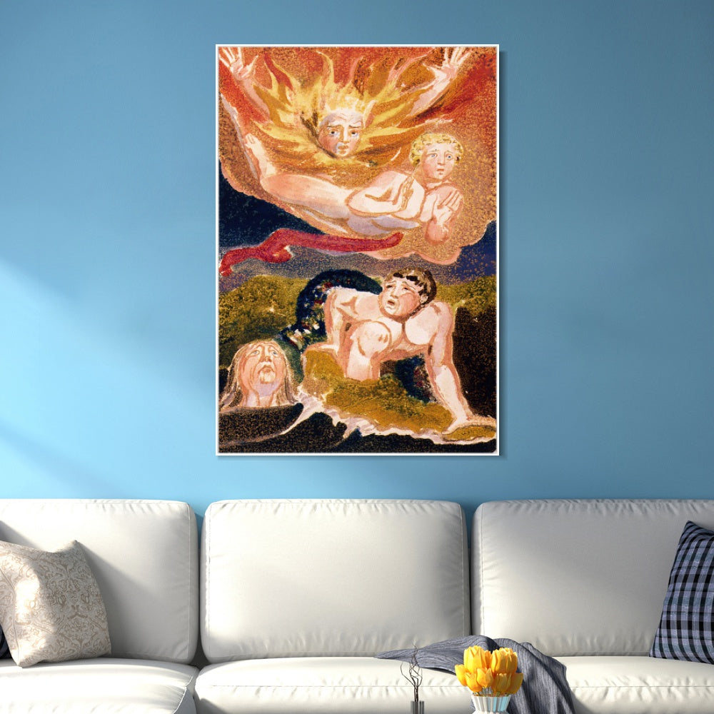 INVIN ART Framed Canvas Giclee Print Art Series#107 by William Blake Wall Art