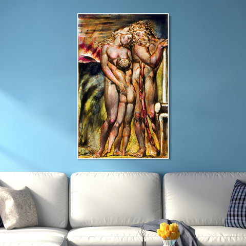 INVIN ART Framed Canvas Giclee Print Art Series#116 by William Blake Wall Art Living Room Home Office Decorations
