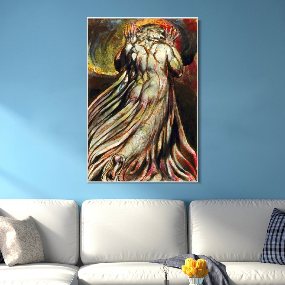INVIN ART Framed Canvas Giclee Print Art Series#117 by William Blake Wall Art