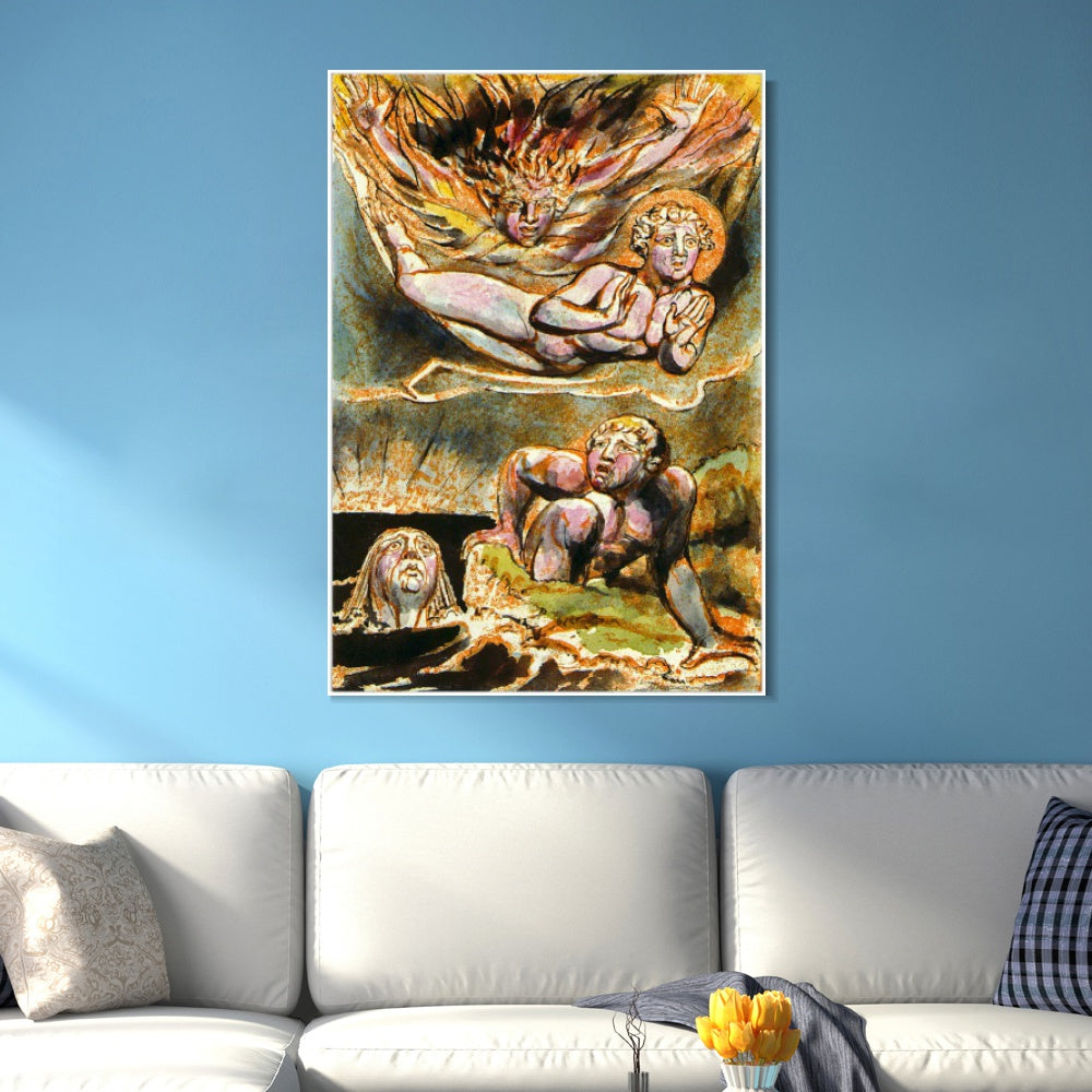 INVIN ART Framed Canvas Giclee Print Art Series#118 by William Blake Wall Art