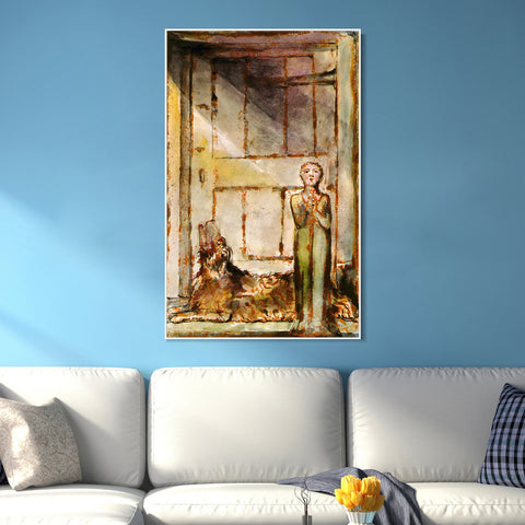 INVIN ART Framed Canvas Giclee Print Art Series#119 by William Blake Wall Art Living Room Home Office Decorations