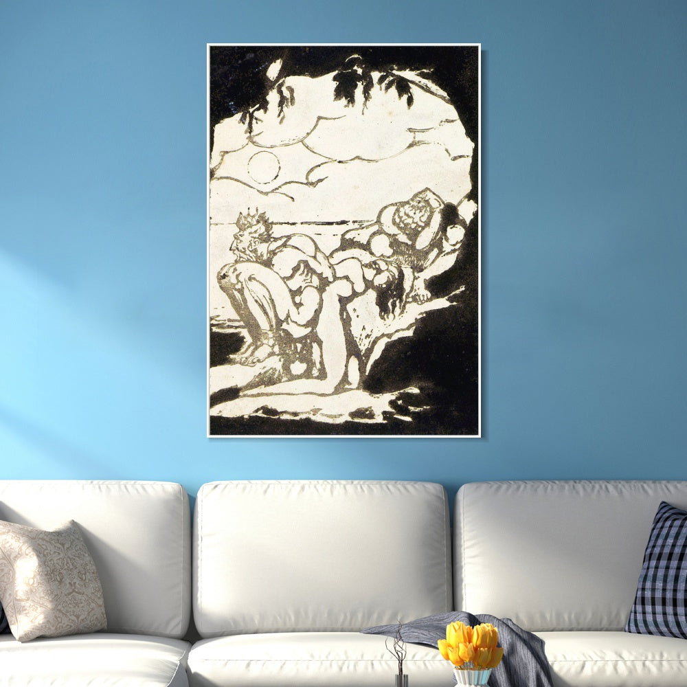 INVIN ART Framed Canvas Giclee Print Art Visions of the Daughters of Albion#5 by William Blake Wall Art