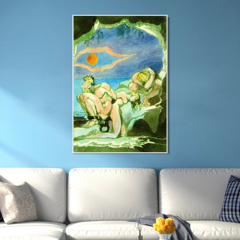 INVIN ART Framed Canvas Giclee Print Art Visions of the Daughters of Albion#4 by William Blake Wall Art Living Room Home Office Decorations