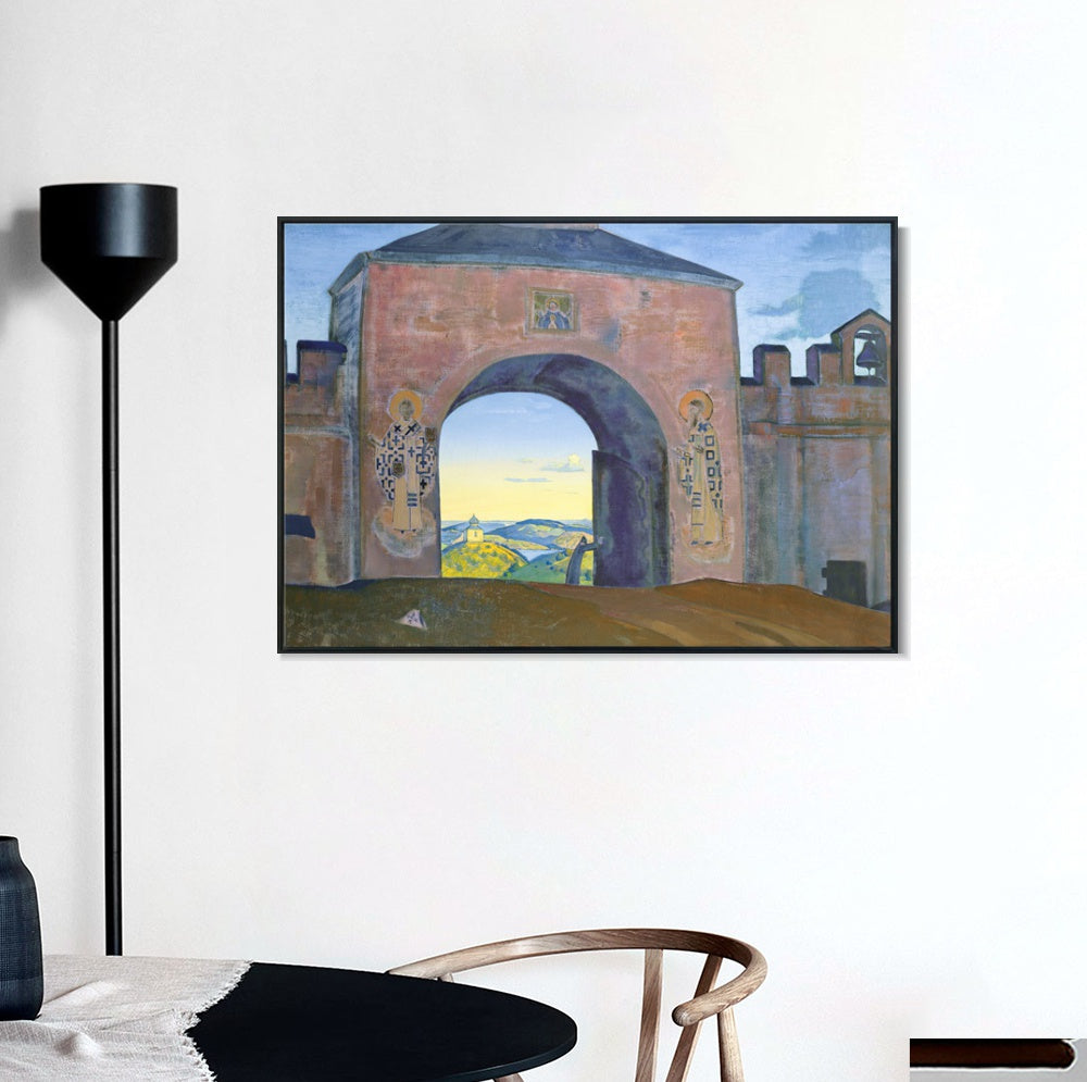 INVIN ART Framed Canvas Giclee Print We are Opening the Gates-1922 by Nicholas Roerich Wall Art Living Room Home Office Decorations