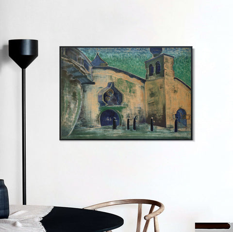 INVIN ART Framed Canvas Giclee Print We Bring the Light-1922 by Nicholas Roerich Wall Art Living Room Home Office Decorations