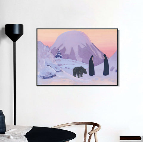 INVIN ART Framed Canvas Giclee Print We not Afraid-1922 by Nicholas Roerich Wall Art Living Room Home Office Decorations