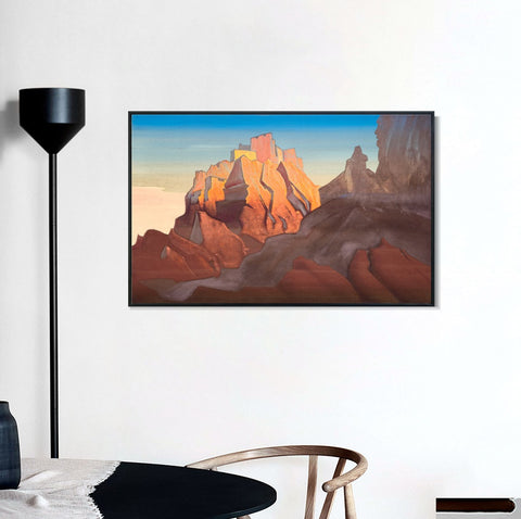 INVIN ART Framed Canvas Giclee Print Basgo-1932 by Nicholas Roerich Wall Art Living Room Home Office Decorations