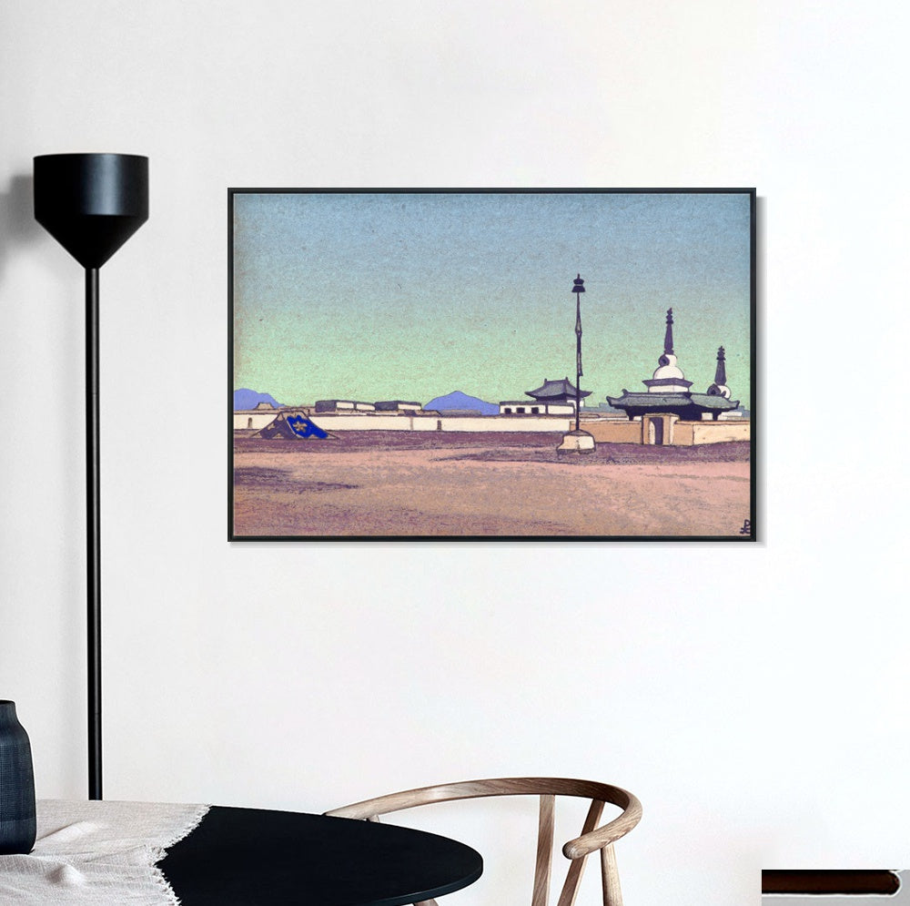 INVIN ART Framed Canvas Giclee Print Batuhalka the Capital of Inner Mongolia-1927 by Nicholas Roerich Wall Art Living Room Home Office Decorations