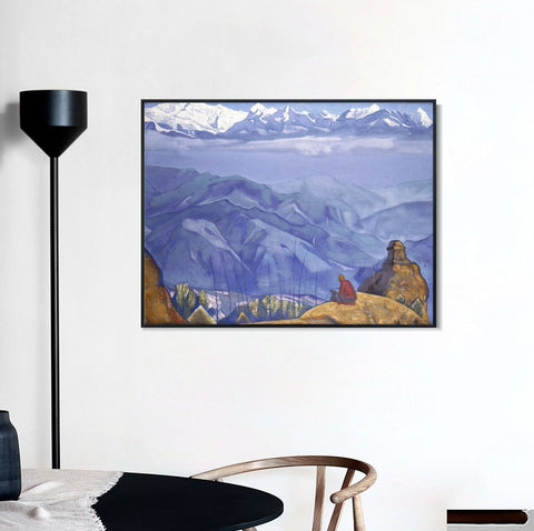 INVIN ART Framed Canvas Giclee Print Book of Wisdom-1924 by Nicholas Roerich Wall Art Living Room Home Office Decorations