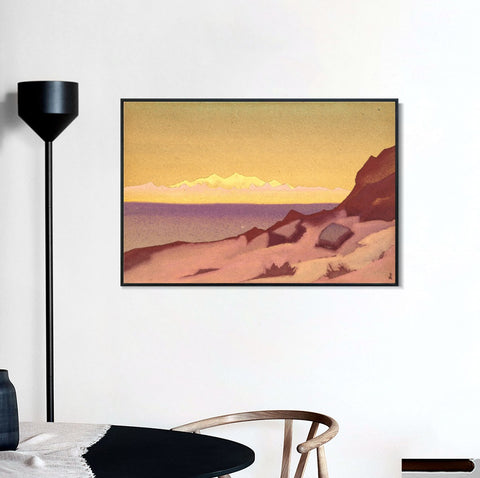 INVIN ART Framed Canvas Giclee Print Border of Tibet Tsaidam-1936 by Nicholas Roerich Wall Art Living Room Home Office Decorations