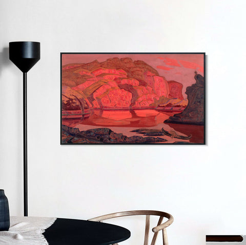 INVIN ART Framed Canvas Giclee Print Buried Treasures 1917 by Nicholas Roerich Wall Art Living Room Home Office Decorations