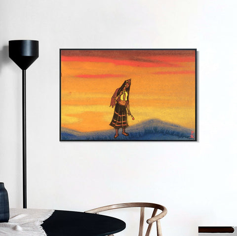 INVIN ART Framed Canvas Giclee Print Captive with Rose 1943 by Nicholas Roerich Wall Art Living Room Home Office Decorations