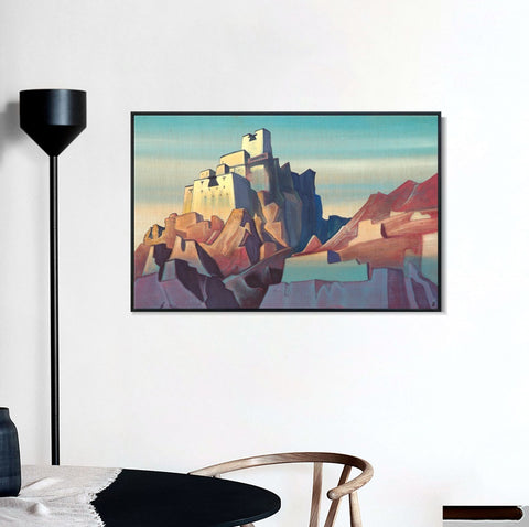 INVIN ART Framed Canvas Giclee Print Castle of Ladakh 1933 by Nicholas Roerich Wall Art Living Room Home Office Decorations